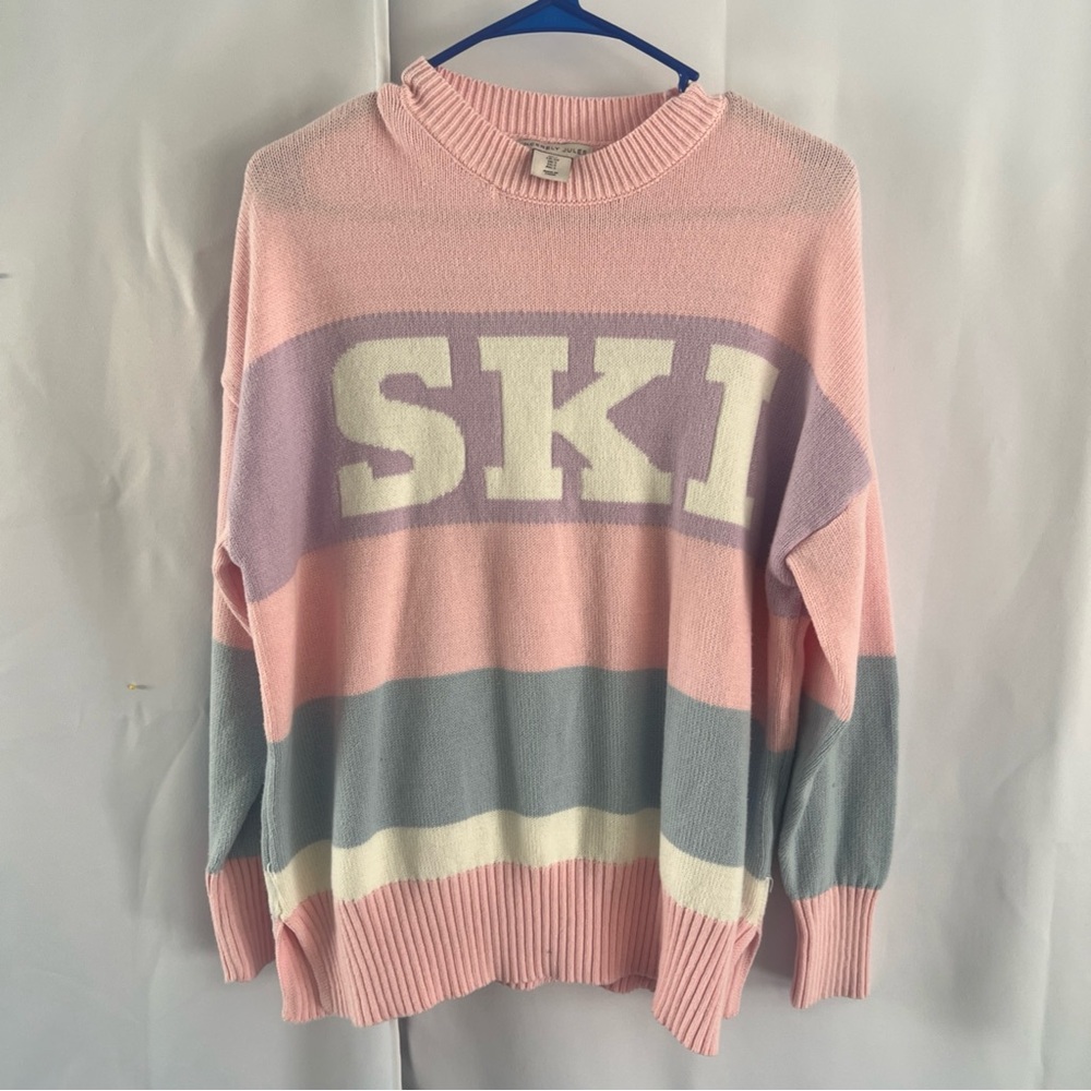 Sincerely Jules Women’s SKI Sweater Small Pink Winter Ski Trip Pullover